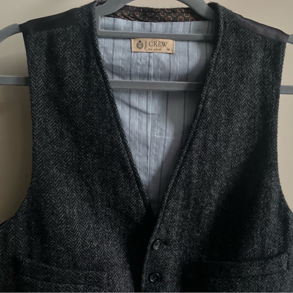 J. Crew Vintage Gray Herringbone Vest - Picture 3 of 11